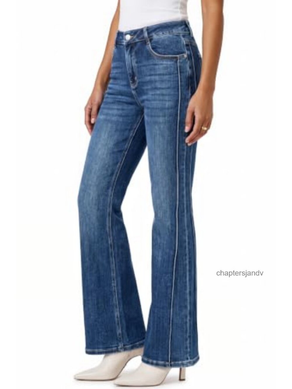 High Stretch Bootcut Flare Jeans Petite Regular Work Casual Side Seam